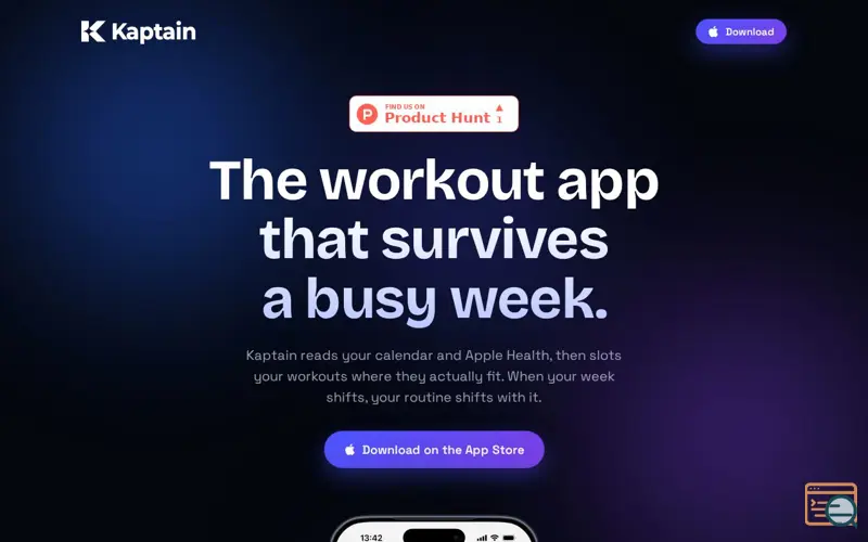 Screenshot of Kaptain — The workout app that survives a busy week