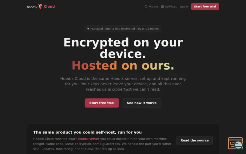 Screenshot of Hoodik Cloud - Managed End-to-End Encrypted Storage