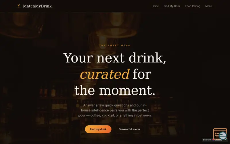 Screenshot of MatchMyDrink