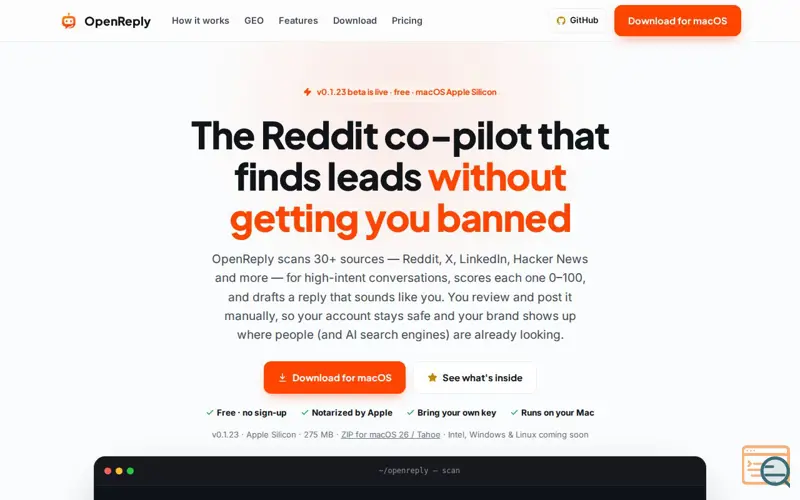Screenshot of OpenReply - Your Social Media Copilot