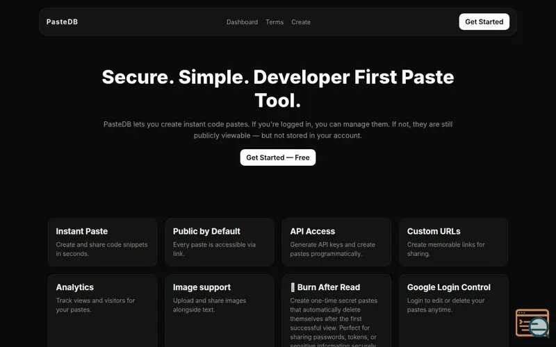 Screenshot of PasteDB