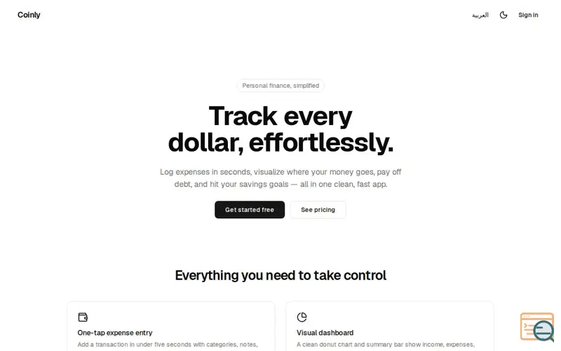 Screenshot of Coinly