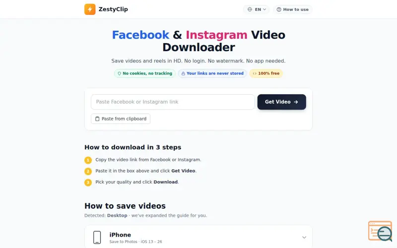 Screenshot of ZestyClip