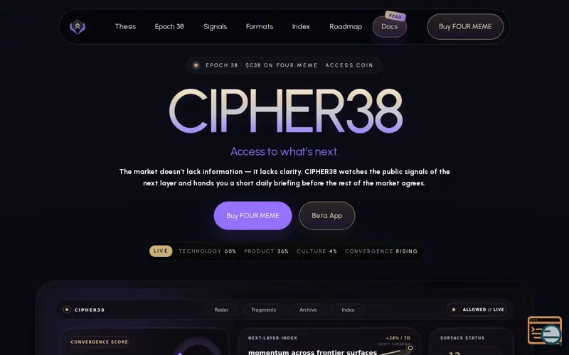 Screenshot of CIPHER38 — Operational radar