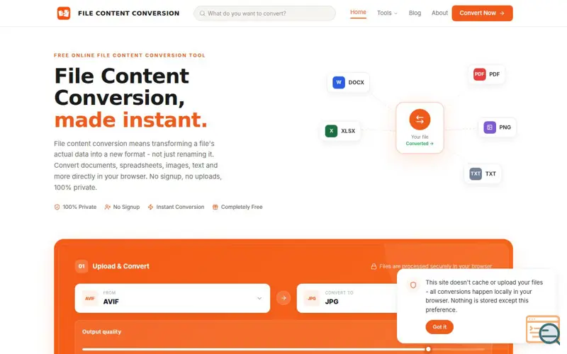 Screenshot of File Content Conversion