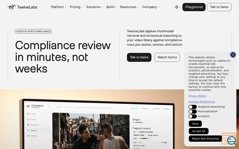 Screenshot of Compliance by TwelveLabs, a launch using Confluent