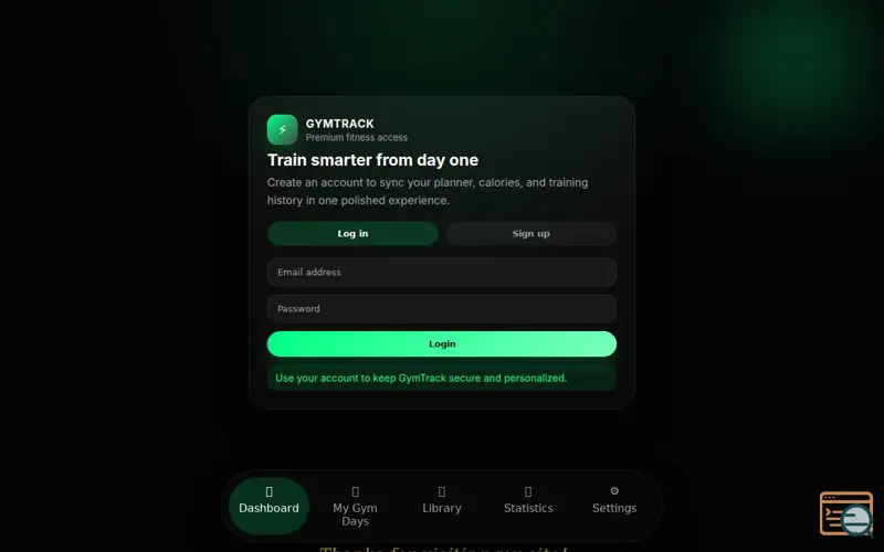 Screenshot of GymTrack — Premium Fitness Planner
