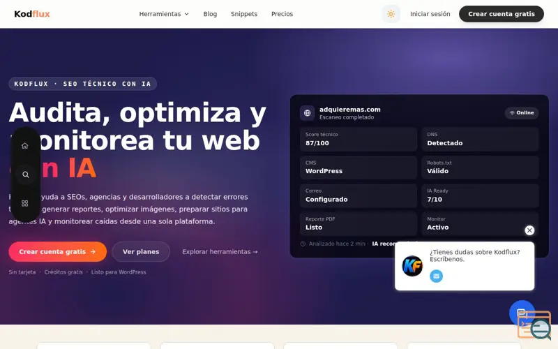 Screenshot of Kodflux, a launch using Respond.io