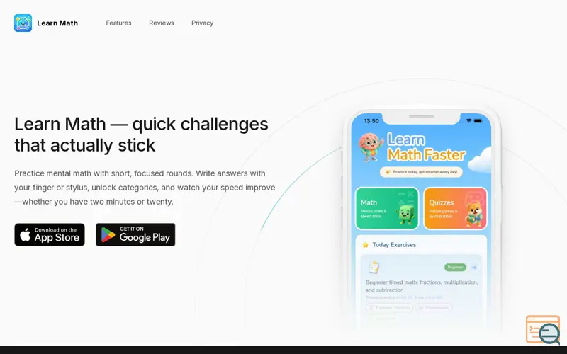 Screenshot of Learn Math Faster