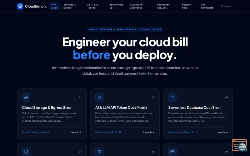 Screenshot of Cloudbench