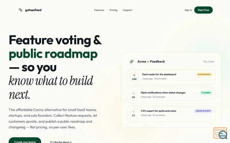 Screenshot of Getusefeed