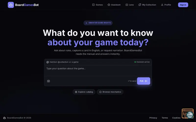 Screenshot of BoardGameBot