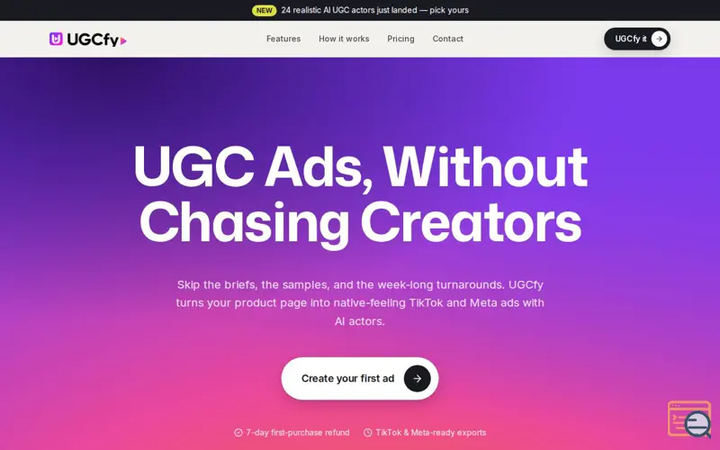 Screenshot of UGCfy AI