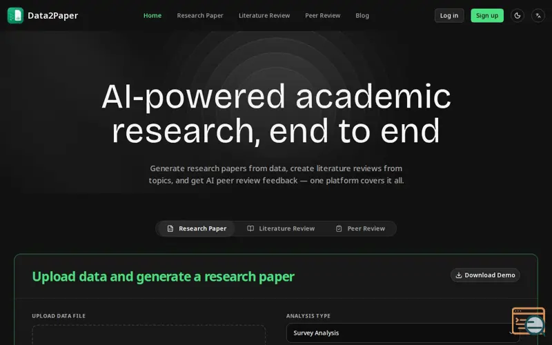 Screenshot of Data2Paper