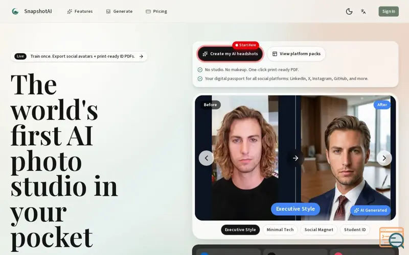 Screenshot of SnapshotAI