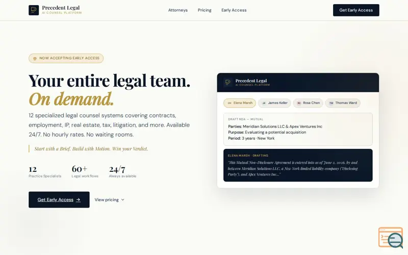 Screenshot of Precedent Legal