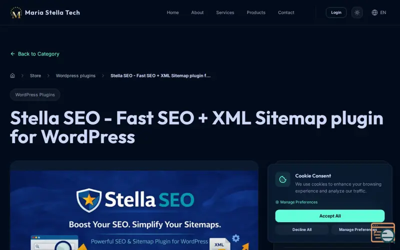 Screenshot of Stella SEO - Fast SEO+XML Sitemap plugin