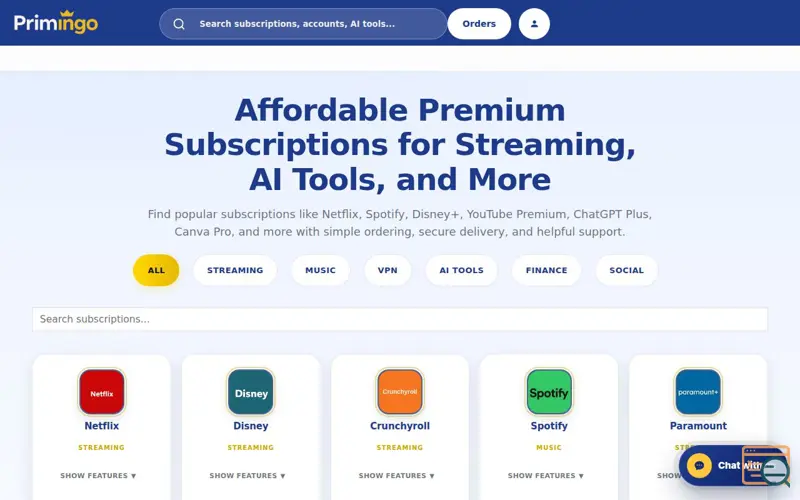 Screenshot of Primingo, a launch using Flatsome