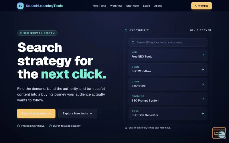 Screenshot of Search Learning Tools — AI SEO