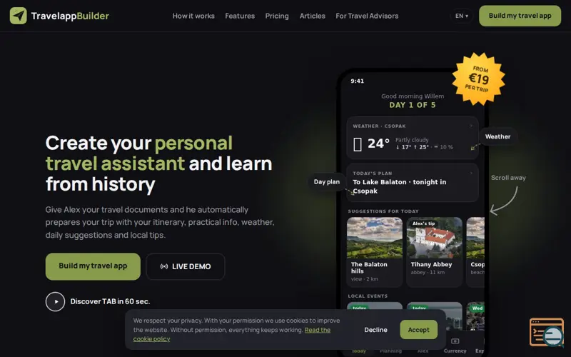 Screenshot of TravelAppBuilder