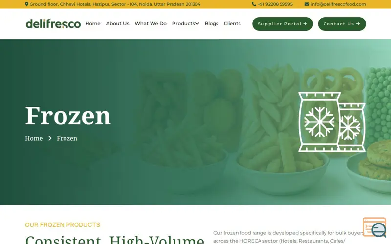 Screenshot of Frozen Food Supplier in India
