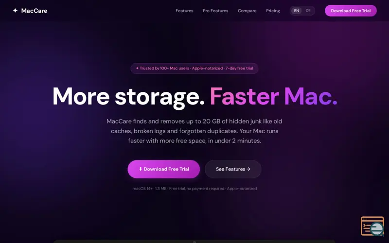Screenshot of MacCare