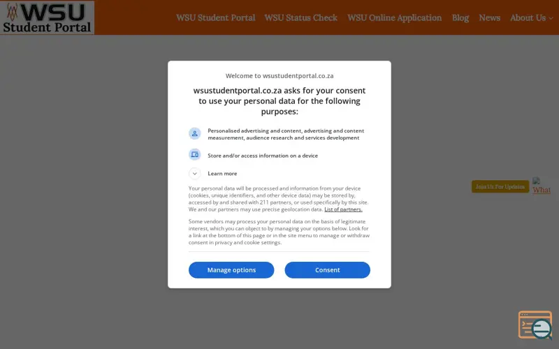 Screenshot of WSU Student Portal, a launch using LaraPush