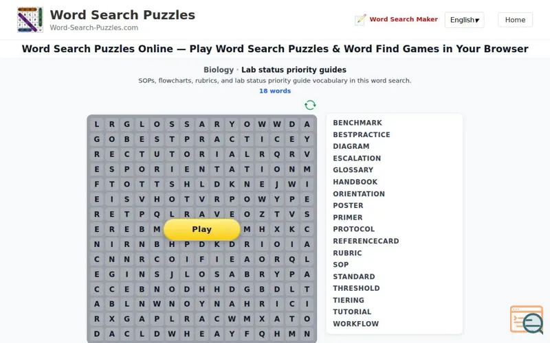 Screenshot of Word Search Puzzles
