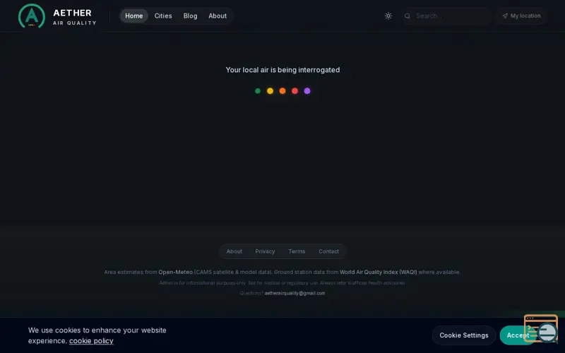 Screenshot of Aether Air Quality