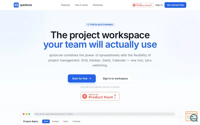 Screenshot of QuickRow