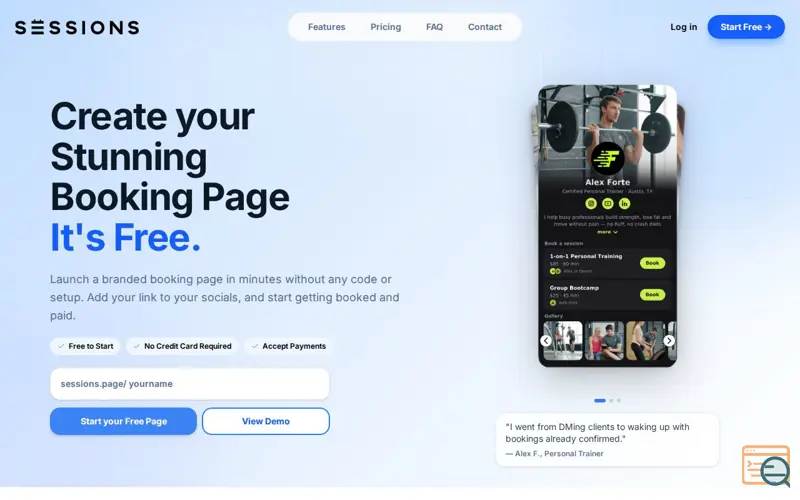 Screenshot of Sessions