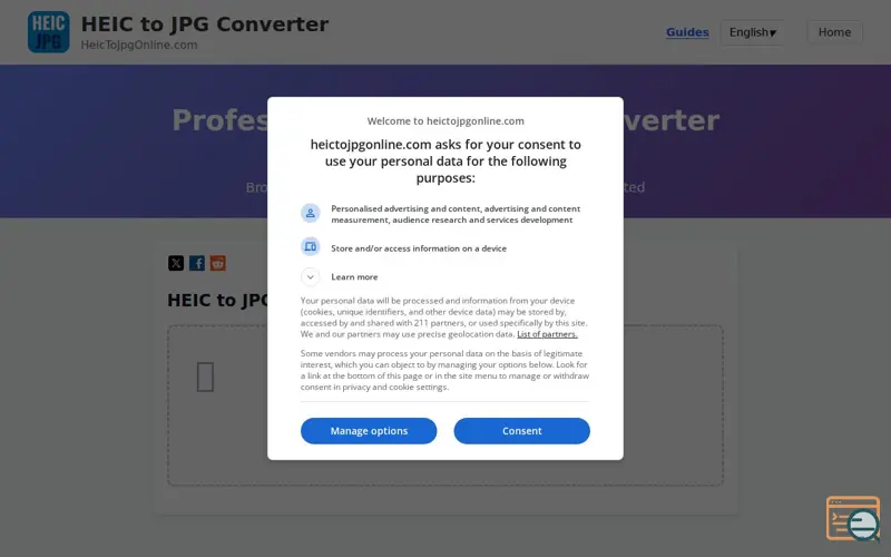 Screenshot of HEIC to JPG Converter