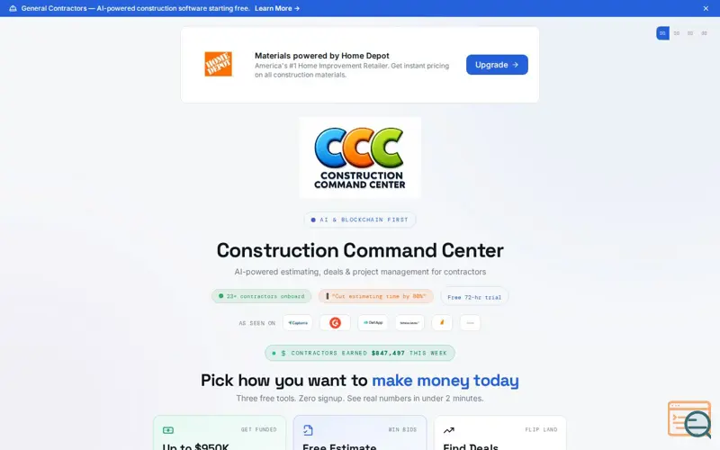 Screenshot of Construction Command Center