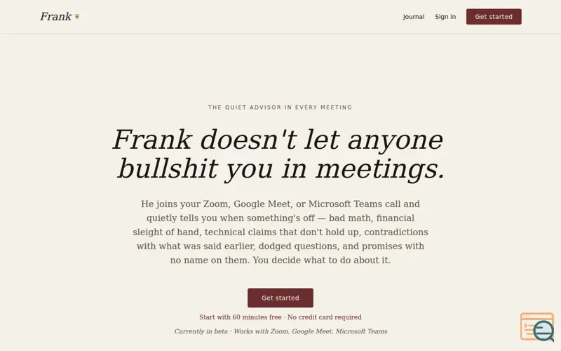 Screenshot of Frank