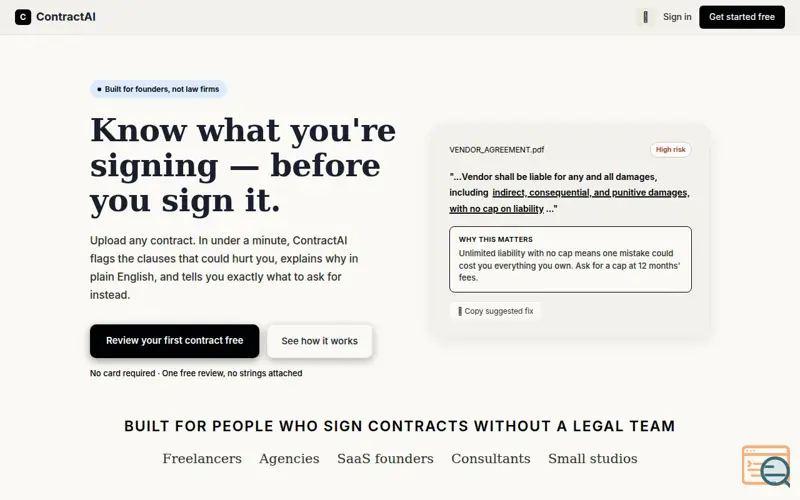 Screenshot of ContractAI