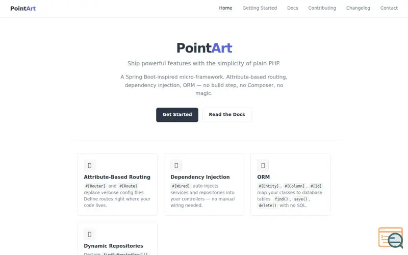 Screenshot of PointArt Framework