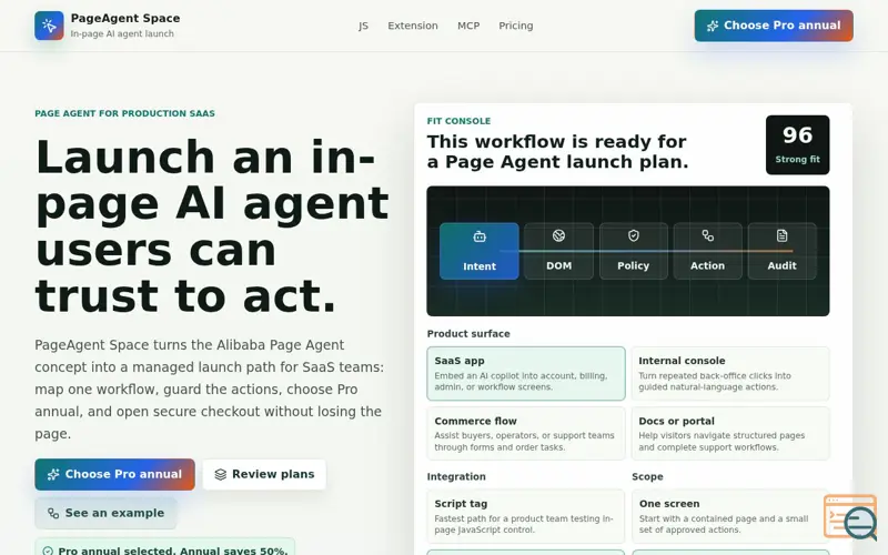 Screenshot of PageAgent Space