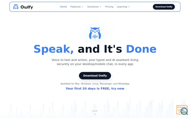 Screenshot of Owlfy AI