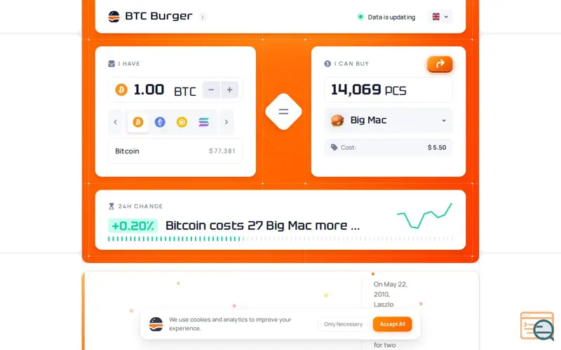 Screenshot of BTC Burger