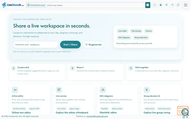 Screenshot of LiveShareIt