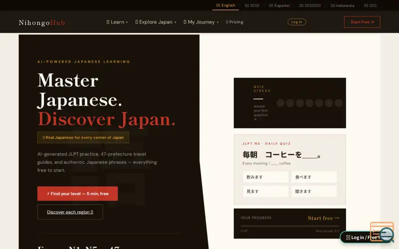Screenshot of NihongoHub
