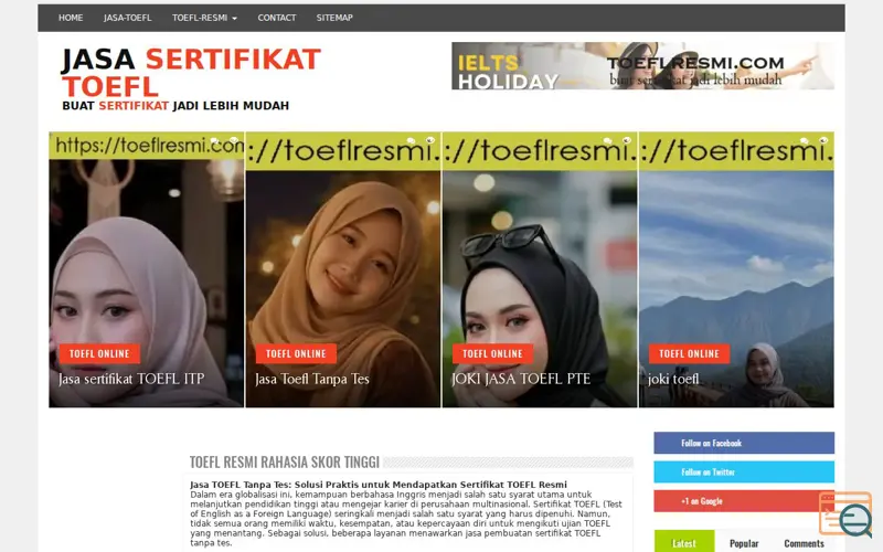 Screenshot of JASA SERTIFIKAT TOEFL