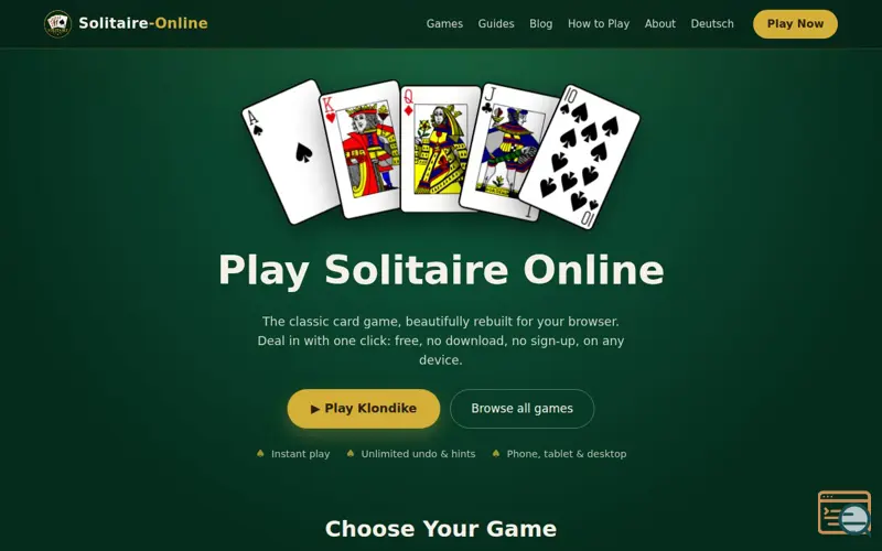 Screenshot of Solitaire-Online.com