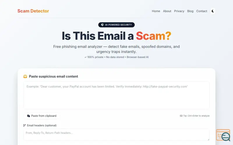 Screenshot of Email Scam Detector