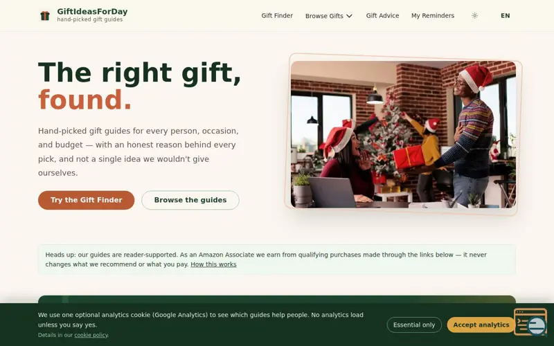 Screenshot of GiftIdeasForDay