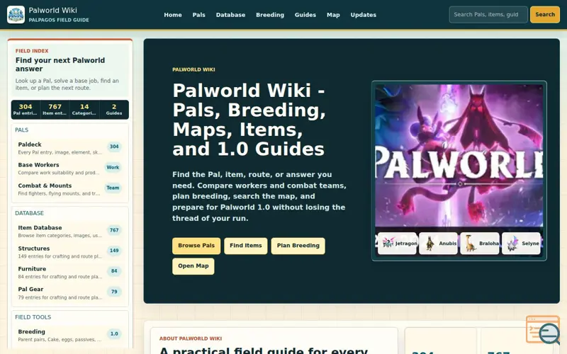 Screenshot of Palworld Wiki