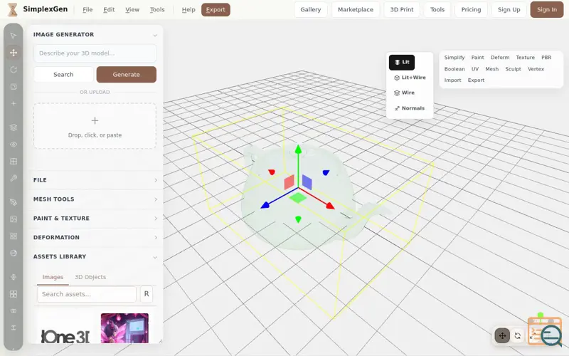 Screenshot of SimplexGen