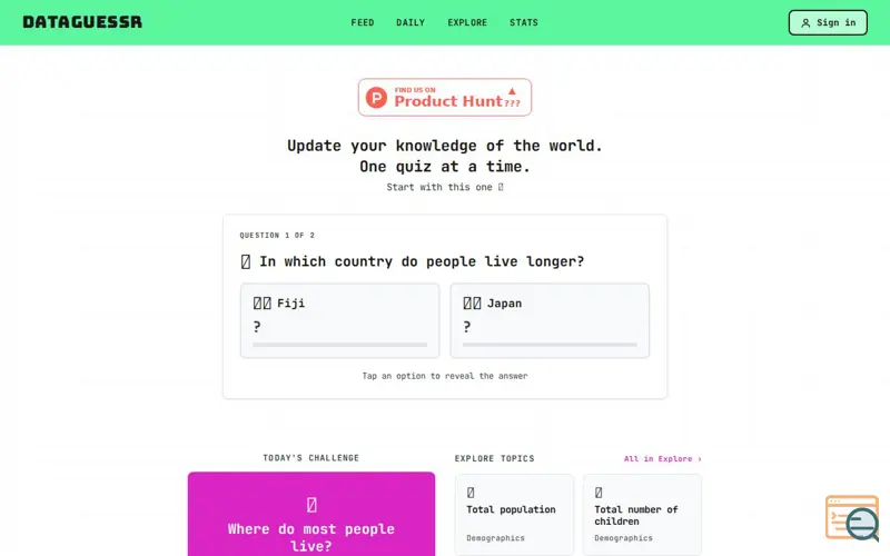 Screenshot of Dataguessr