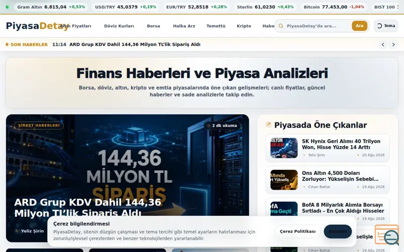 Screenshot of PiyasaDetay