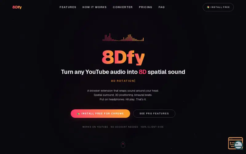 Screenshot of 8Dfy, a launch using GSAP